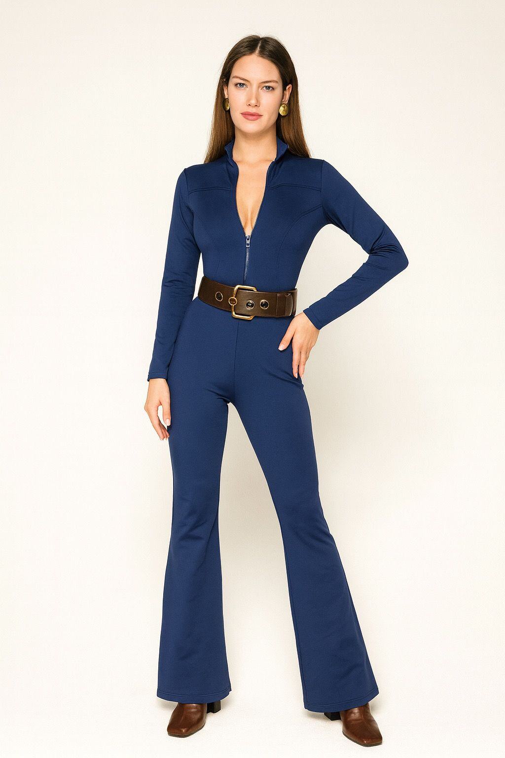 LANA – Fitted zip-up jumpsuit with high collar