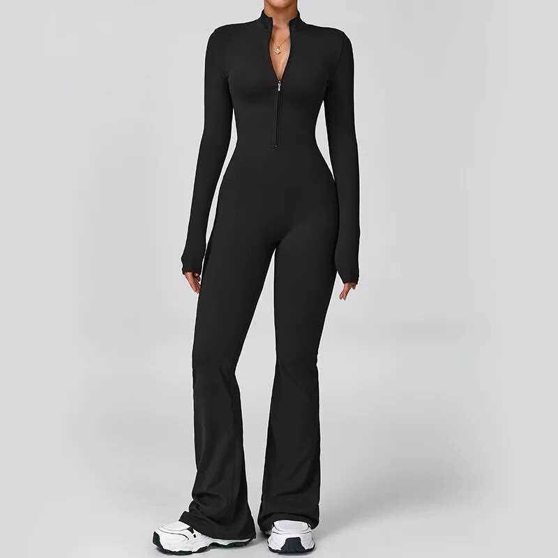LANA – Fitted zip-up jumpsuit with high collar