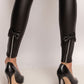 Faux leather leggins with bows and zippers