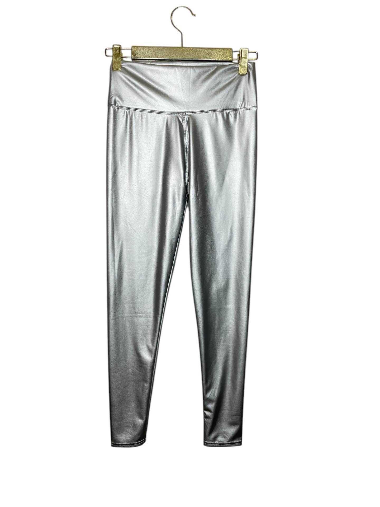 High-waisted leather-look leggings with soft velvet lining