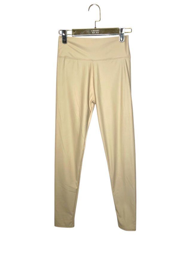 High-waisted leather-look leggings with soft velvet lining