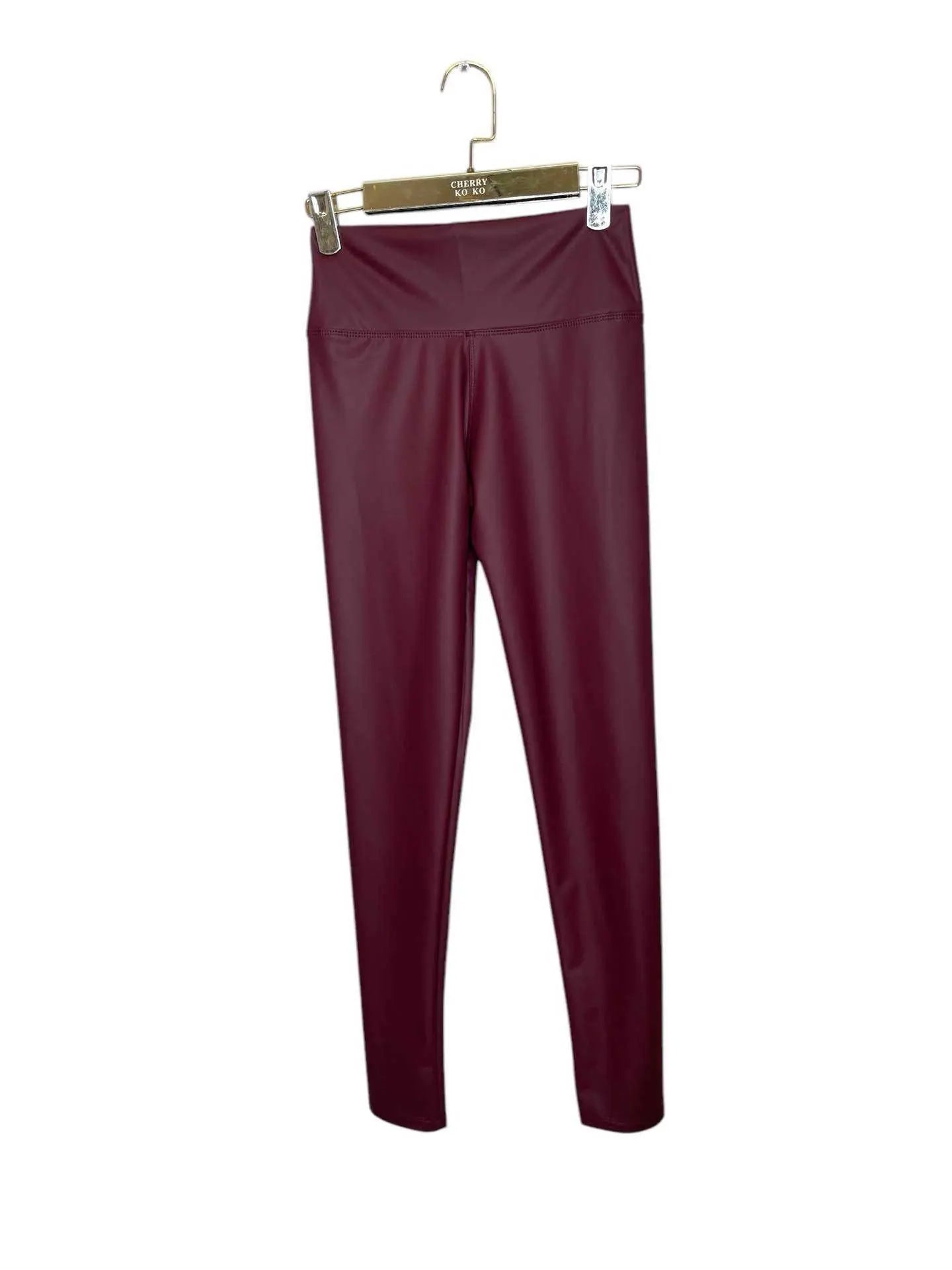 High-waisted leather-look leggings with soft velvet lining