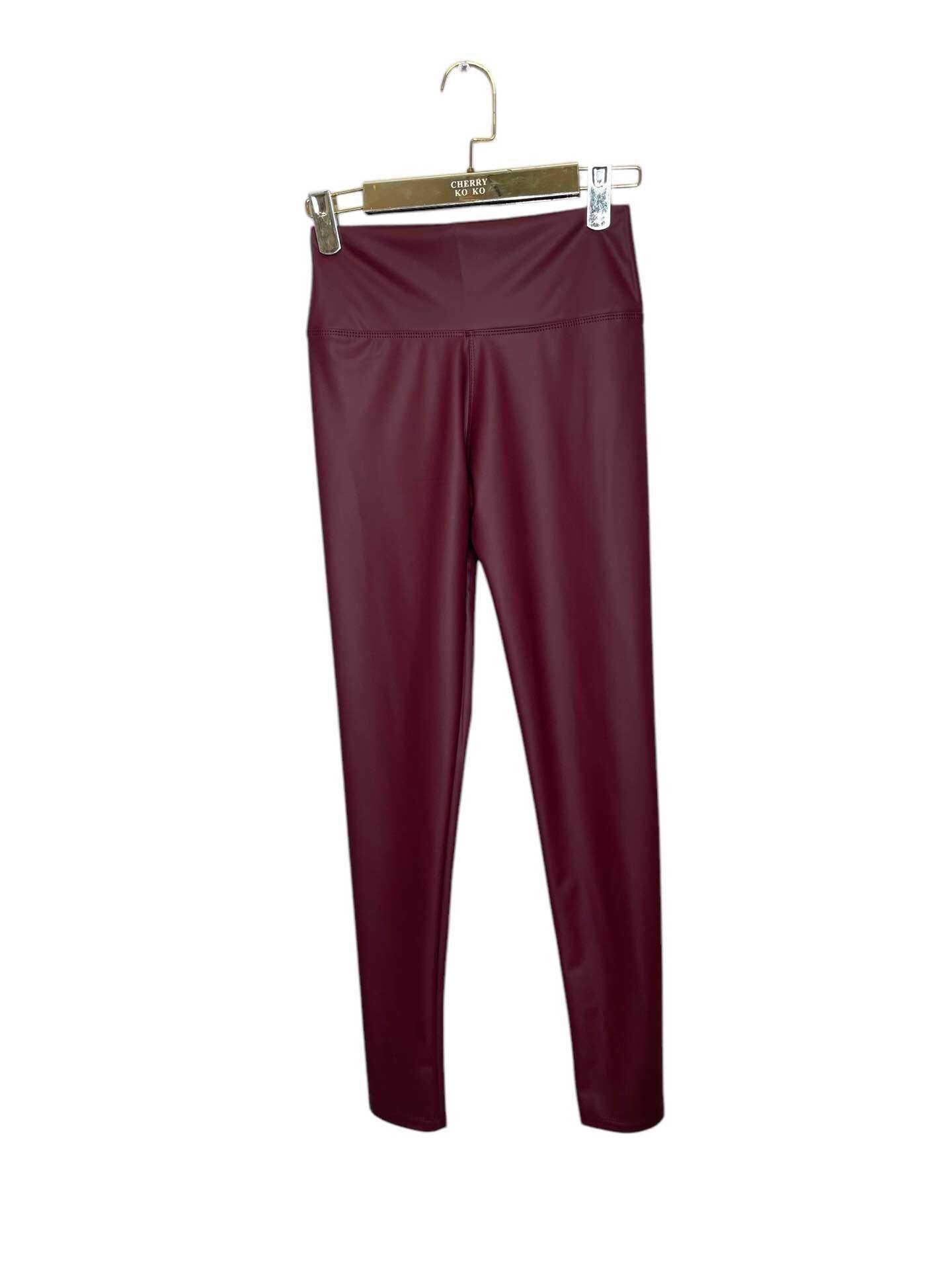 High-waisted leather-look leggings with soft velvet lining