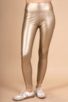 High-waisted leather-look leggings with soft velvet lining