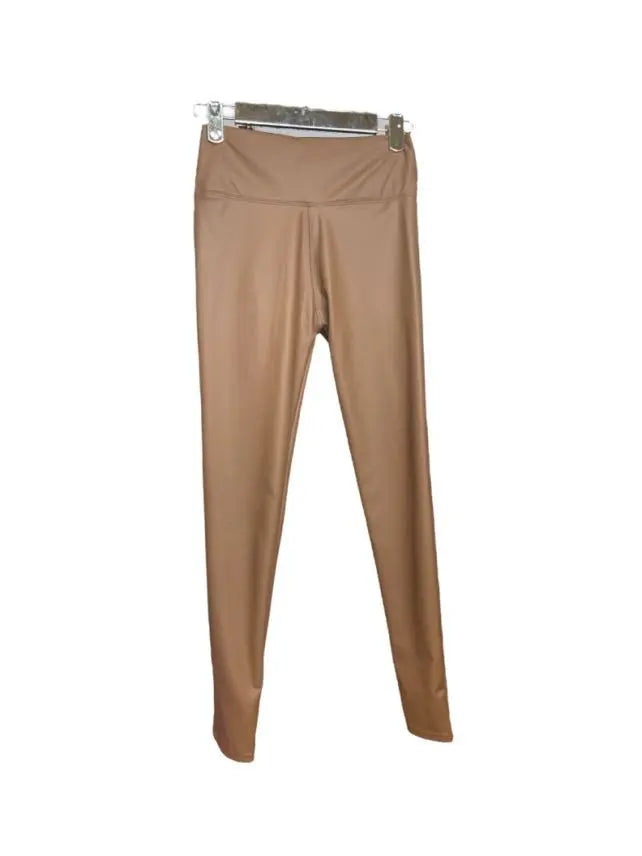High-waisted leather-look leggings with soft velvet lining