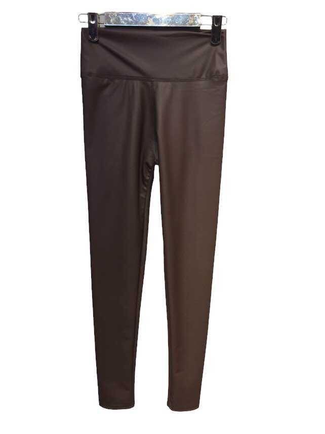 High-waisted leather-look leggings with soft velvet lining