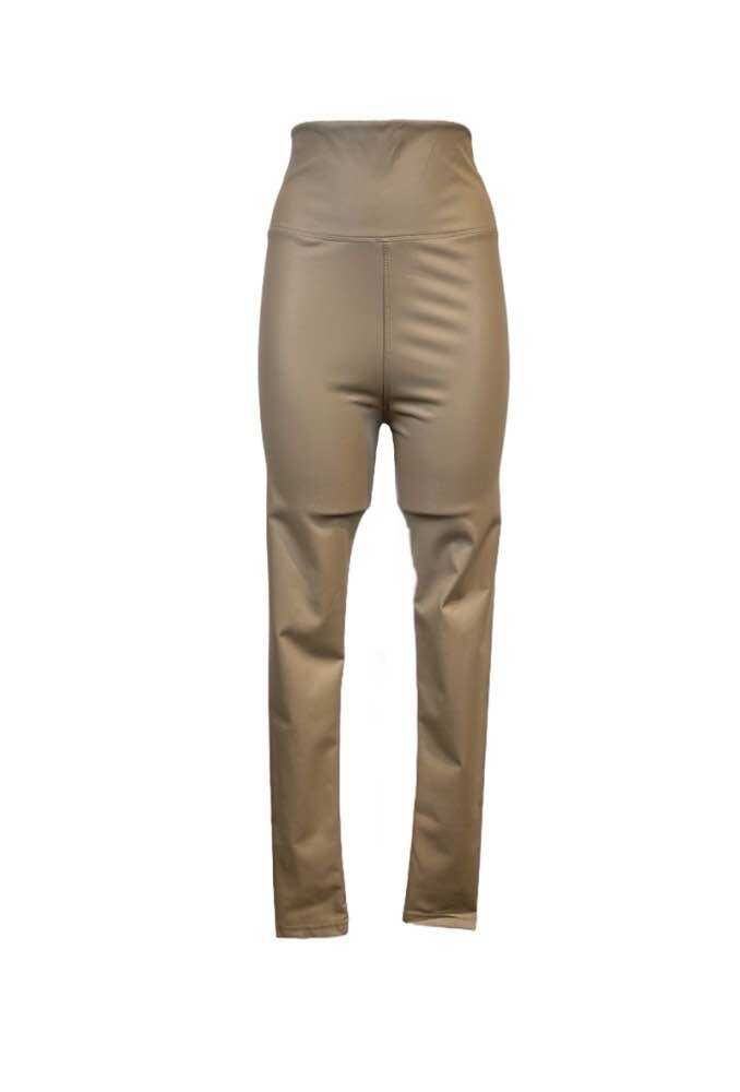 High-waisted leather-look leggings with soft velvet lining