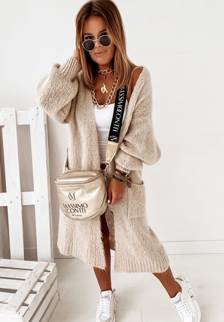 Long mohair cardigan with pockets, super soft