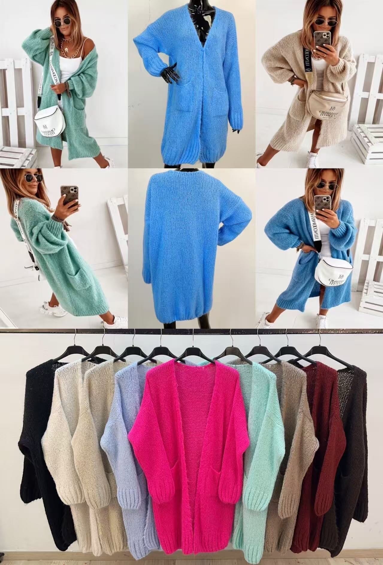 Long mohair cardigan with pockets, super soft