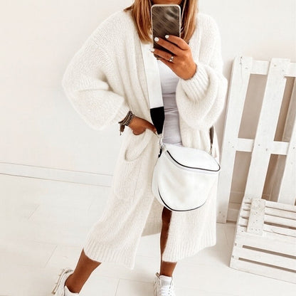 Long mohair cardigan with pockets, super soft