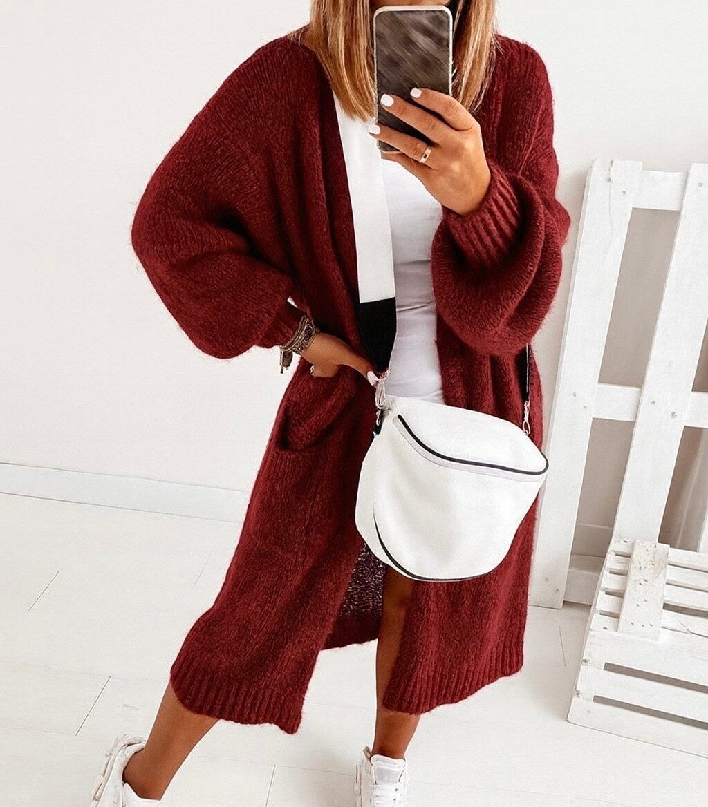 Long mohair cardigan with pockets, super soft