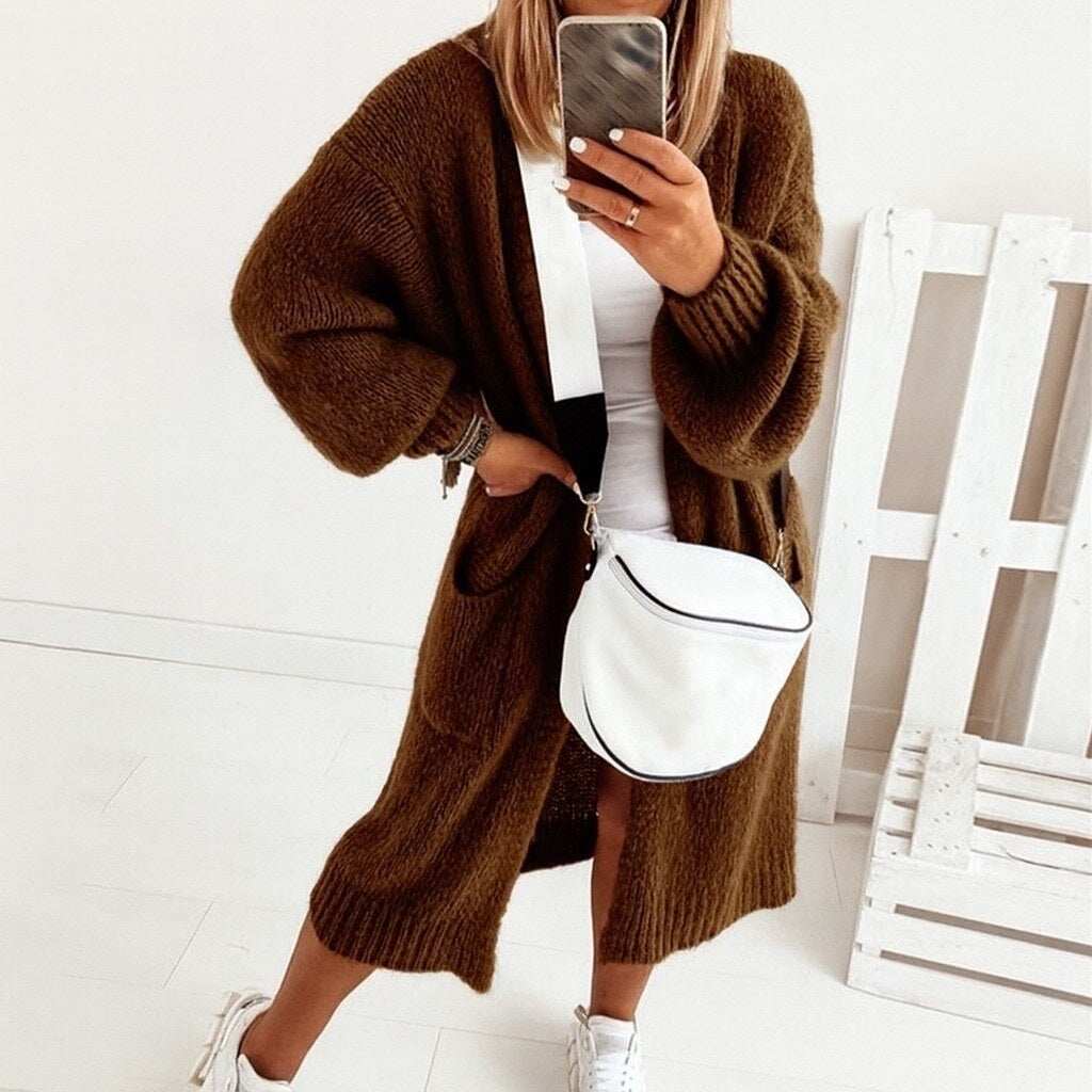 Long mohair cardigan with pockets, super soft