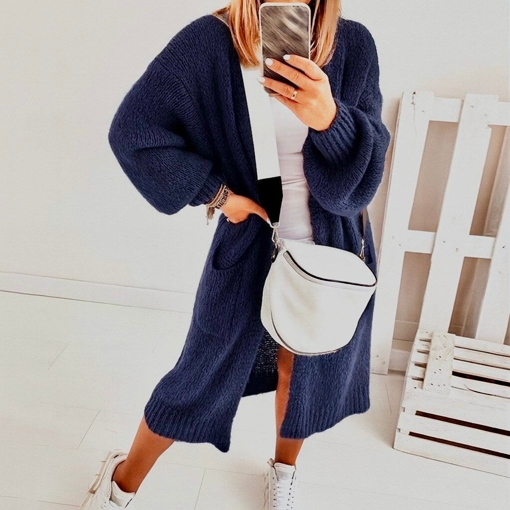 Long mohair cardigan with pockets, super soft