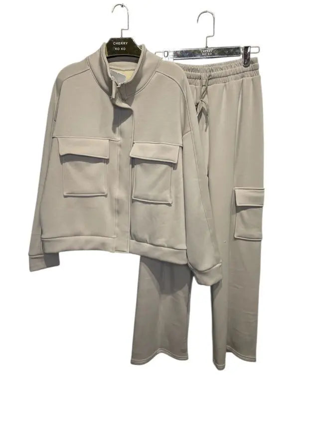 MALONE – Chunky knit cargo set with large pocket jacket