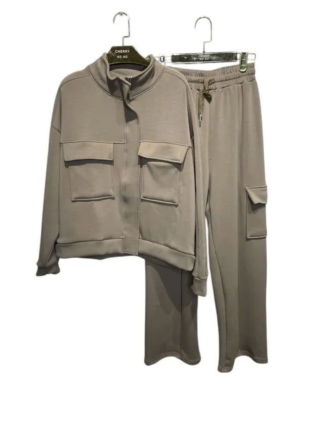 MALONE – Chunky knit cargo set with large pocket jacket