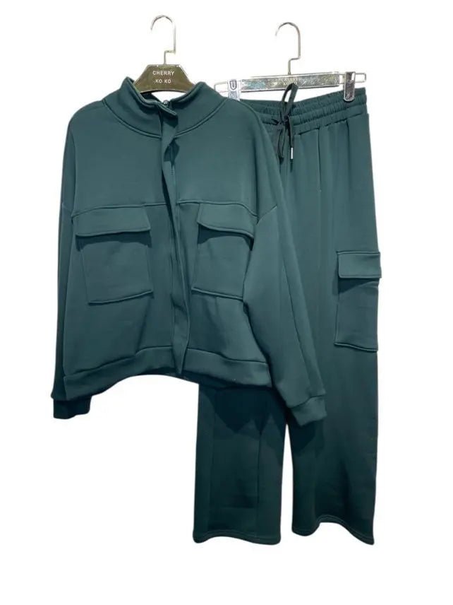 MALONE – Chunky knit cargo set with large pocket jacket