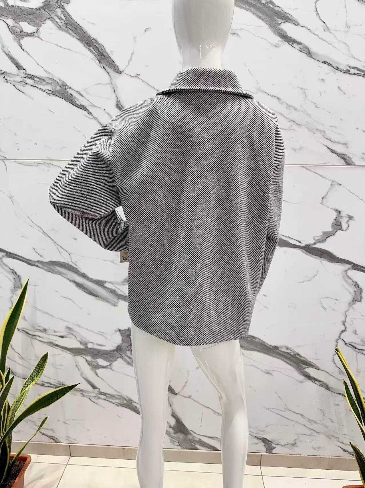 Textured fabric double-breasted coat jacket with lining