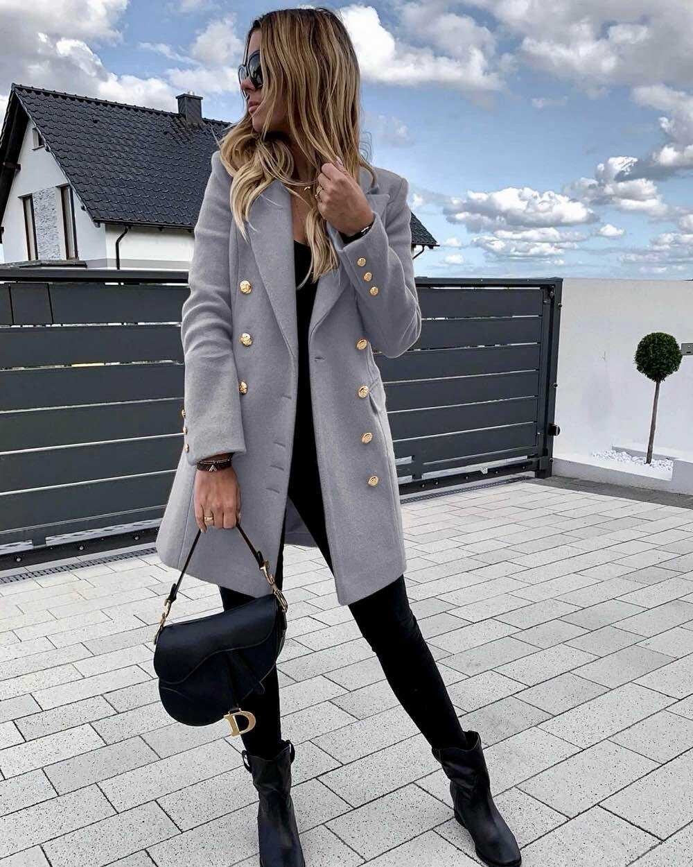 Chic coat with gold buttons