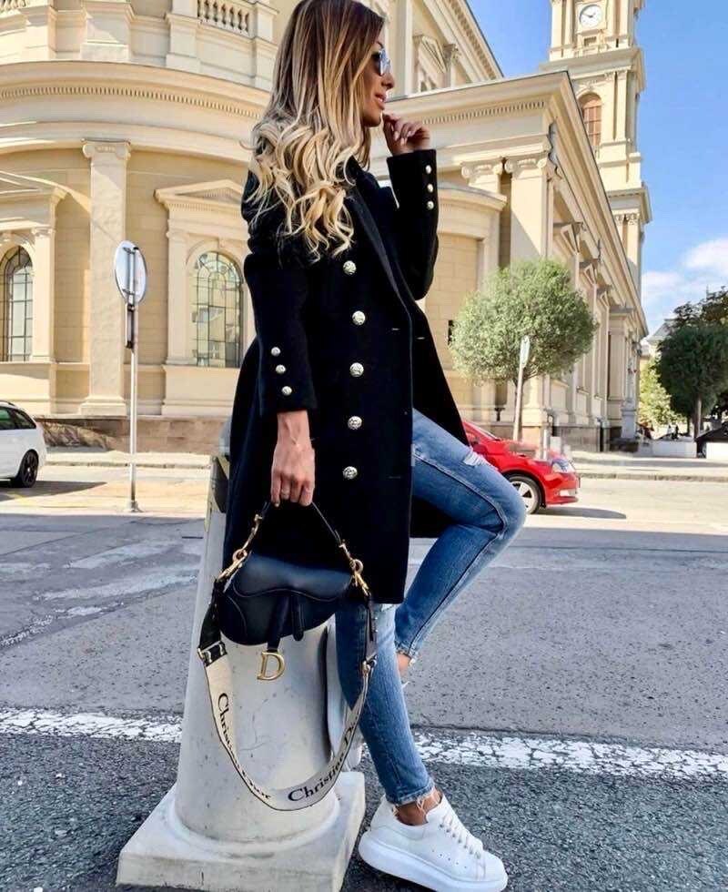 Chic coat with gold buttons