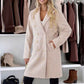Chic coat with lining golden buttons textured and fluffy