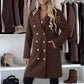 Chic coat with lining golden buttons textured and fluffy