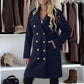 Chic coat with lining golden buttons textured and fluffy