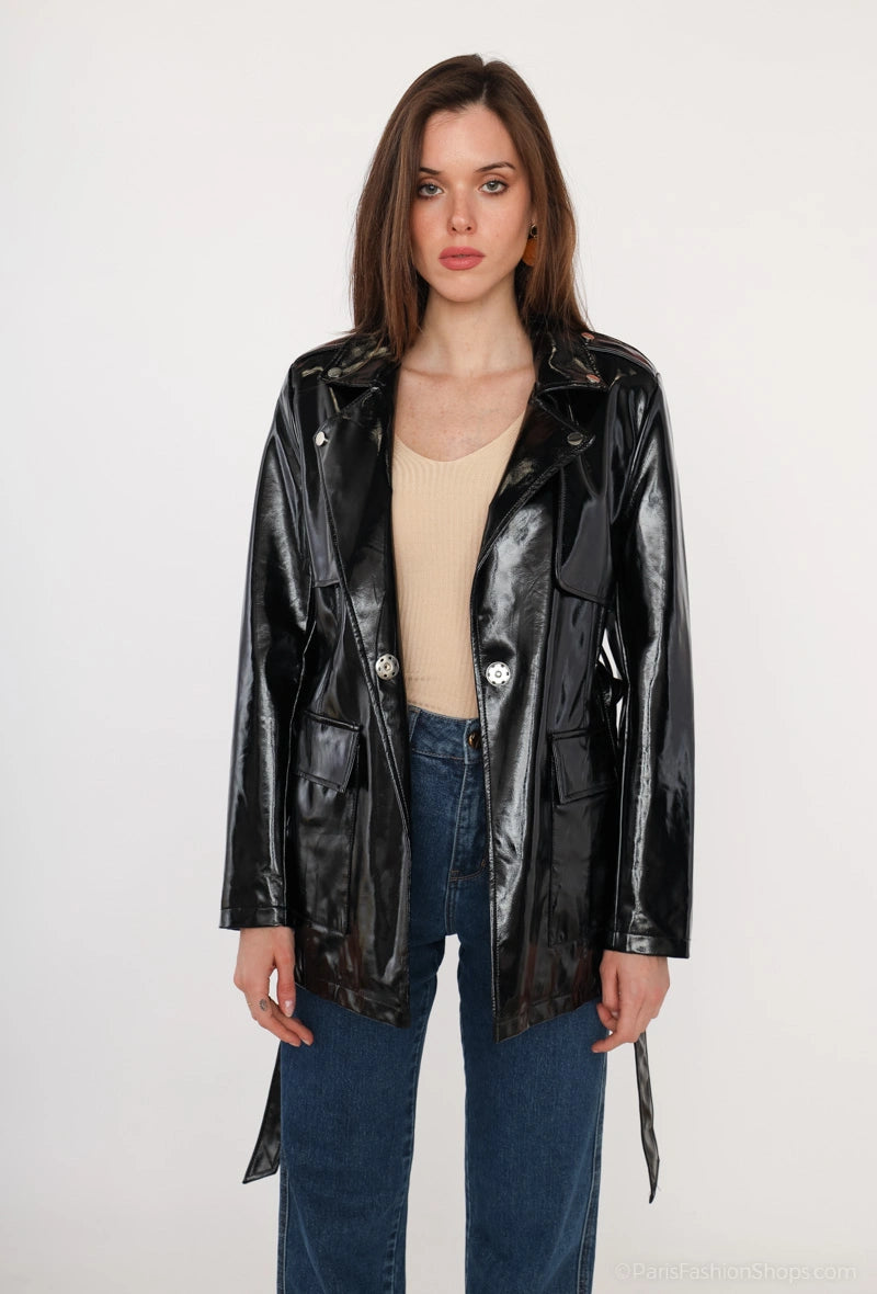 Stylish faux leather coat