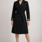 Long belted coat with leopard lining
