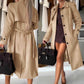Long -suede suede trench coat