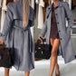 Long -suede suede trench coat