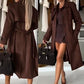 Long -suede suede trench coat