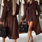 Long -suede suede trench coat