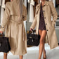 Long -suede suede trench coat