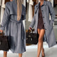 Long -suede suede trench coat