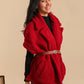 Mid-length sheepskin coat with belt and lining