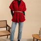 Mid-length sheepskin coat with belt and lining