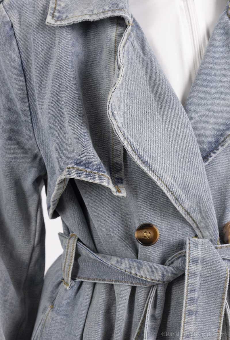 Long denim Trench coat