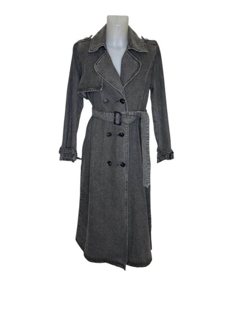 Long denim Trench coat