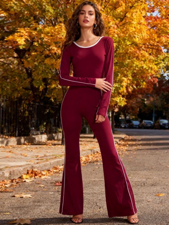 MILA – Sporty chic backless jumpsuit with contrasting details