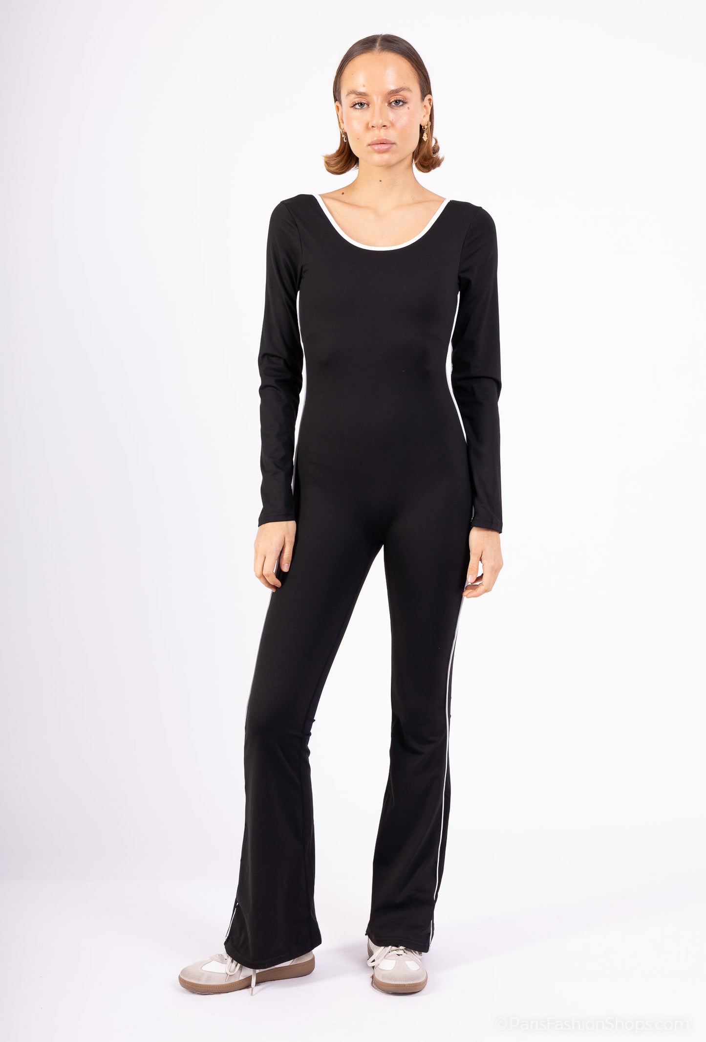MILA – Sporty chic backless jumpsuit with contrasting details