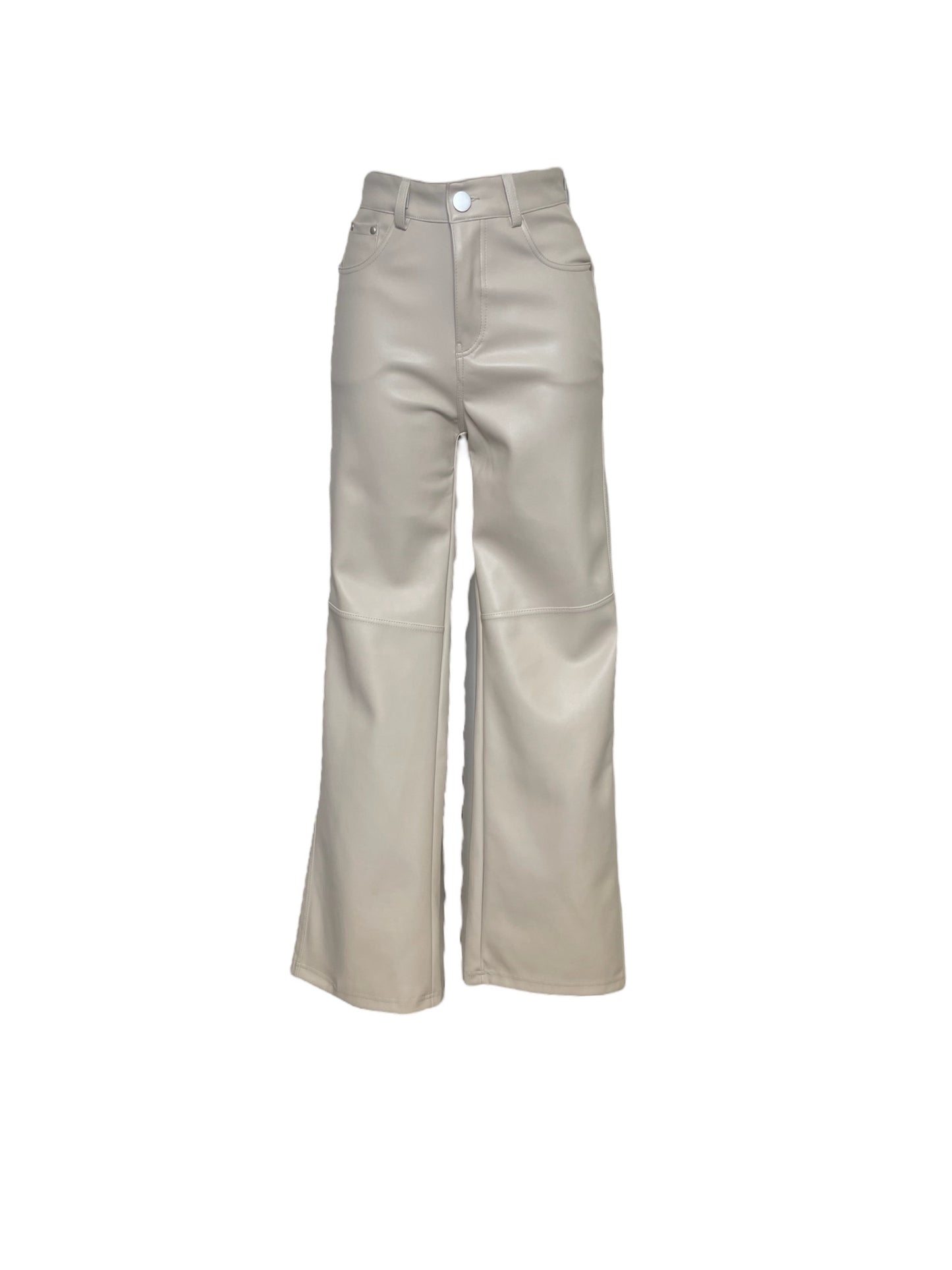 MILA – Wide-leg faux leather pants with back pockets
