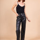 MILA – Wide-leg faux leather pants with back pockets