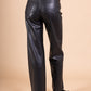 MILA – Wide-leg faux leather pants with back pockets