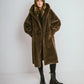 AURA – Long hooded coat in premium faux fur