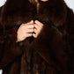 Chic faux fur coat with oversized collar, elegant cocoon style