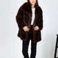 Chic faux fur coat with oversized collar, elegant cocoon style