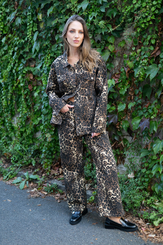 ORIANE – Pants - Straight-leg patterned denim jeans