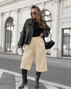 3/4 faux leather pants with pockets
