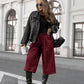 3/4 faux leather pants with pockets