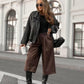 3/4 faux leather pants with pockets